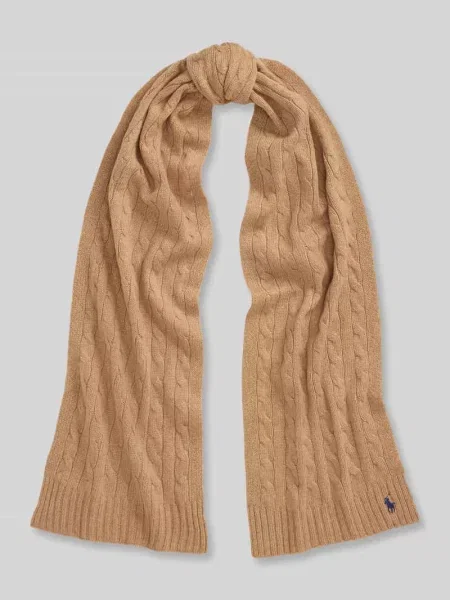 Polo Ralph Lauren szalik wełniany beżowy gładki brązowa