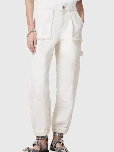 AllSaints jeansy MILA FRAY high waist białe