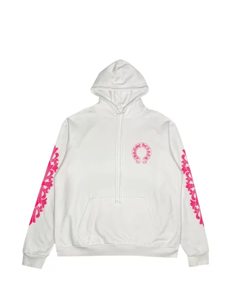Hanorac cu glugă Chrome Hearts cu model floral alb