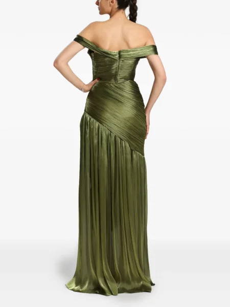 Rochie maxi Miau By Clara Rotescu cu umerii deschiși verde