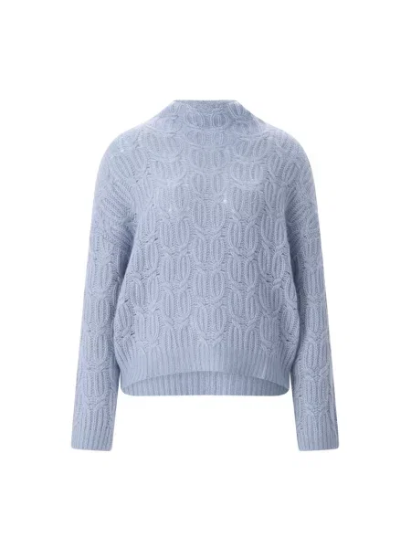 Dzianinowy sweter Hemisphere z okrągłym dekoltem niebieski
