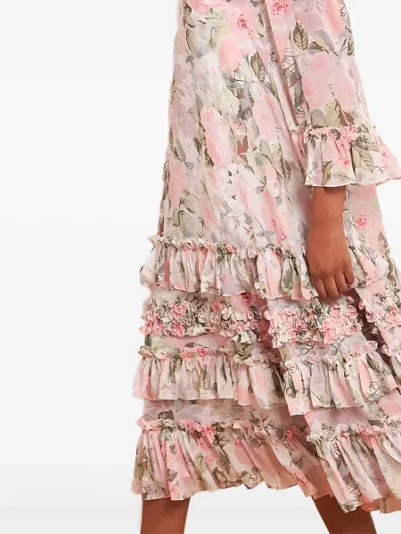 Šifonové oblekové šaty Needle & Thread s volány růžové