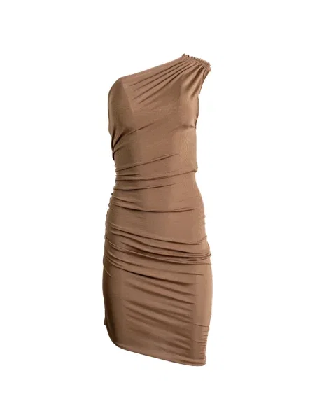Rochie mini Atlein cu un umăr gol de costum mini maro