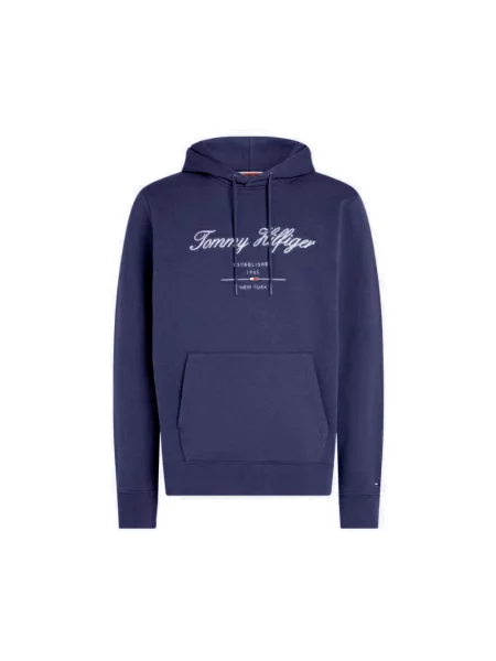 Tommy Hilfiger bluza granatowy z kapturem z aplikacją niebieska