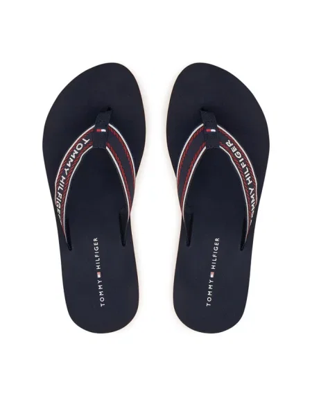Tommy Hilfiger Japonki Th Corporate Wedge Summer Sandal granatowy