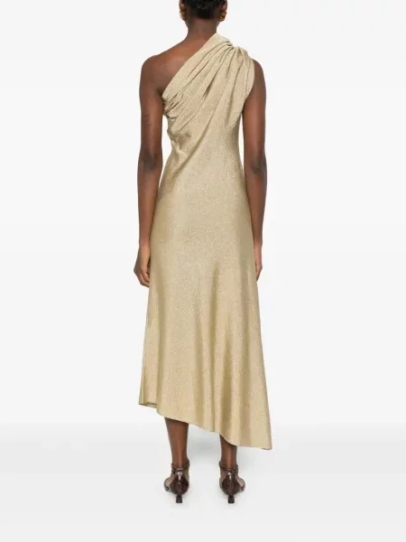 Rochie midi Khaite drapată până la genunchi de costum auriu