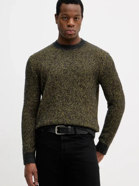 Pulover s primesjo volne Sisley zelena