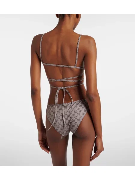 Bikini Gucci din jerseu bej