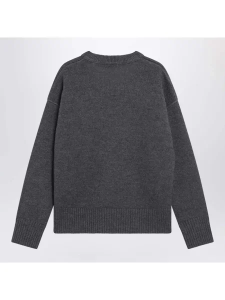 Sweter Ami Paris wełniany w serca szary