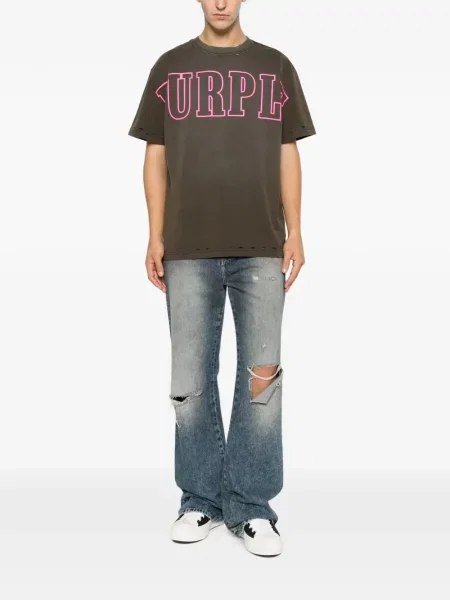 Тениска Purple Brand с протрити краища черно