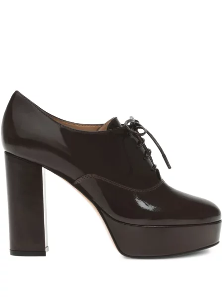 Botine Gianvito Rossi cu șireturi cu platformă din dantelă negru