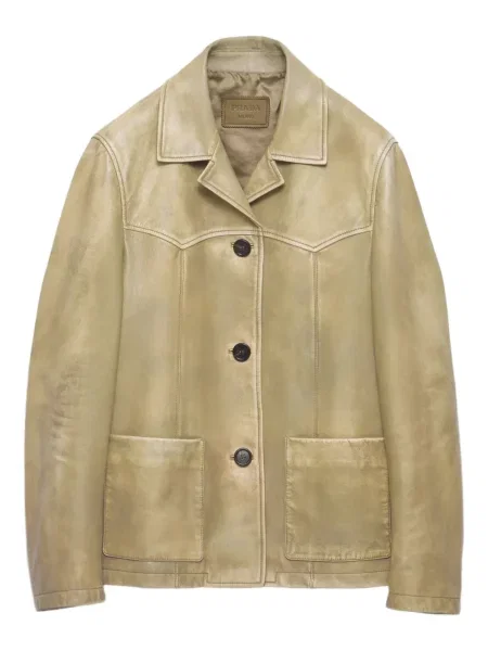 Kurtka skórzana Prada zielona