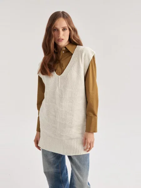 Жилет MEREZHKA молочний вовна/акрил