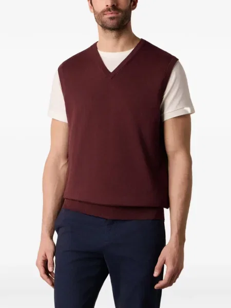 Vestă Brooks Brothers tricotate cu decolteu în V roșu