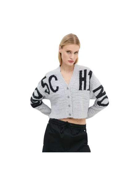 Kardigan Moschino wełniany szary