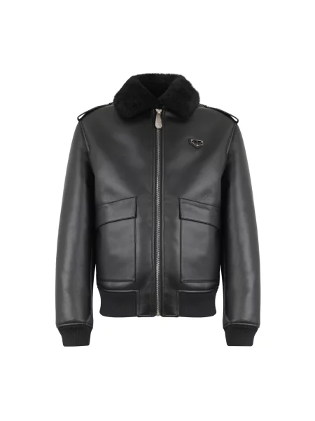 Kurtka Philipp Plein z owczej skóry czarna