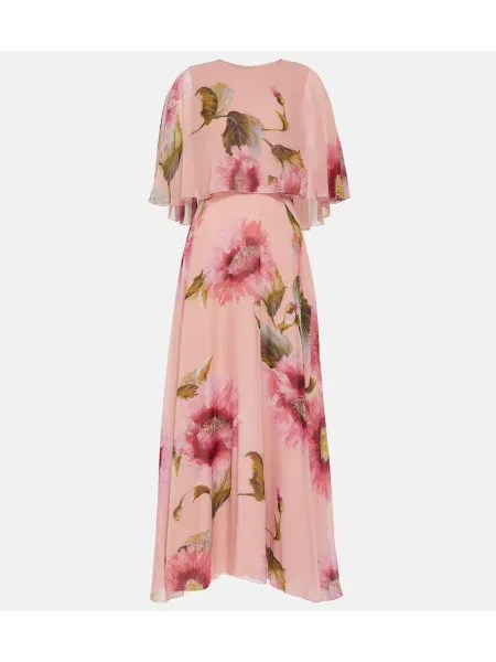 Svilena haljina Giambattista Valli s cvjetnim printom ružičasta