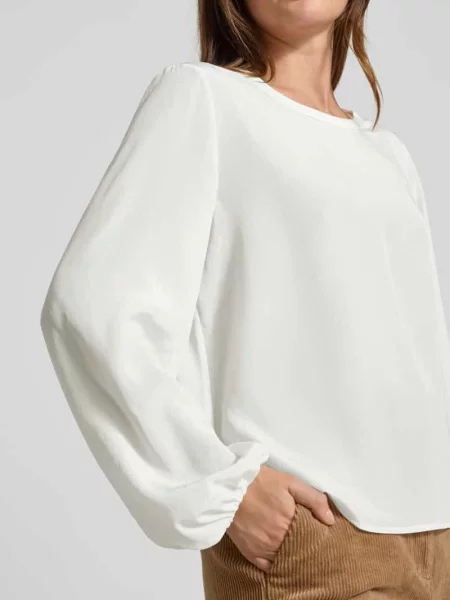 Bluzka w kroju regular fit o semitransparentnym designie Luisa Cerano biała