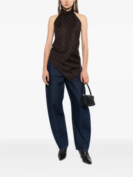 Top Helmut Lang cu gât halter maro