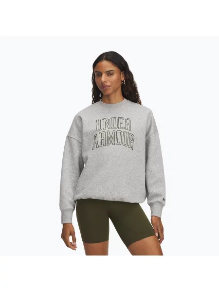 Hanorac pentru femei Under Armour Rival Fleece Varsity Crew halo gray light heather/expedition green verde