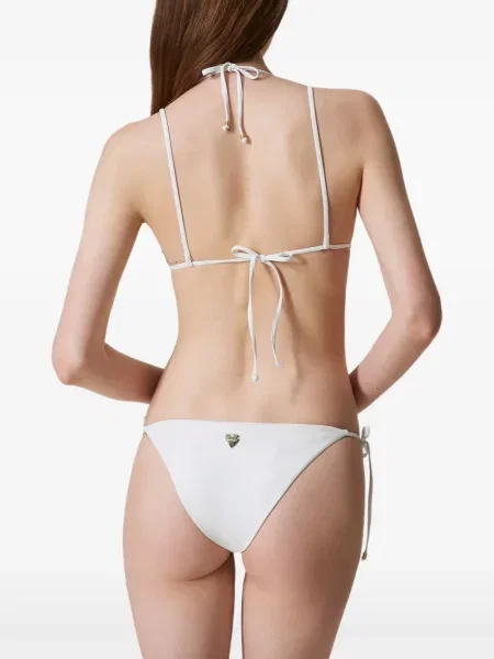 Bikini Twinset cu model floral cu aplicații alb