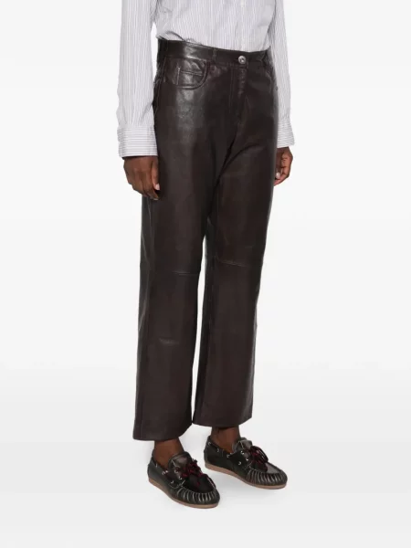 Pantaloni Weekend Max Mara din piele maro