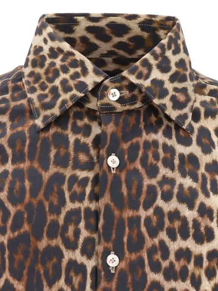 Cămașă Gabriele Pasini cu imagine cu model leopard maro