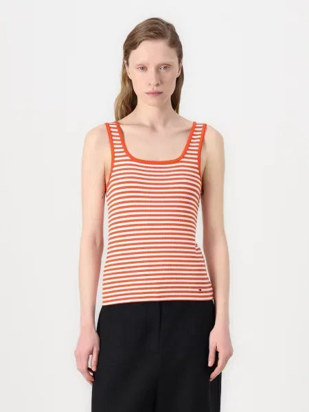 TOMMY HILFIGER Top ecru / închis portocaliu