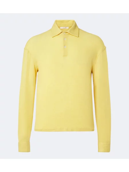 Tricou polo The Row de mătase galben