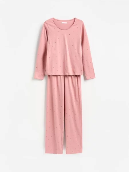 Reserved Pijama din două piese cu buline roz-pudră roz