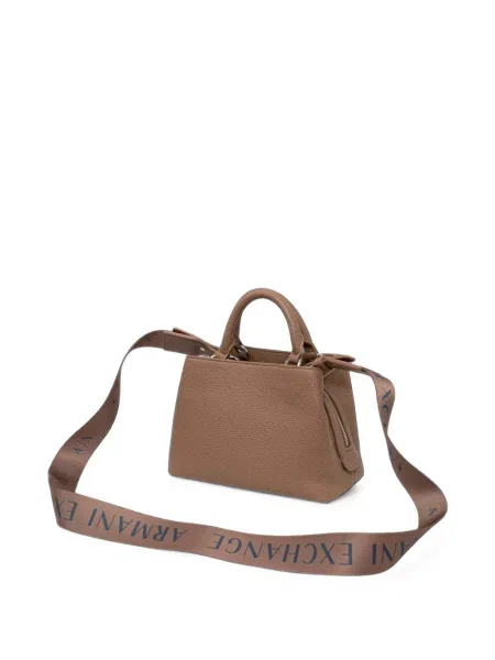 Geantă shopper Armani Exchange cu autograf maro