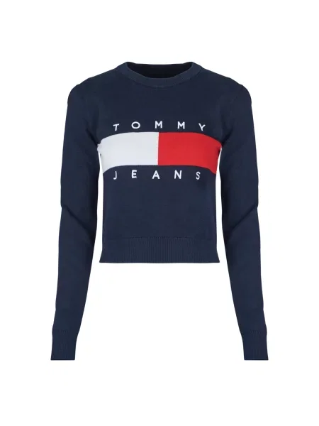 Tommy Jeans Pulover mornarska / rdeča / bela modra