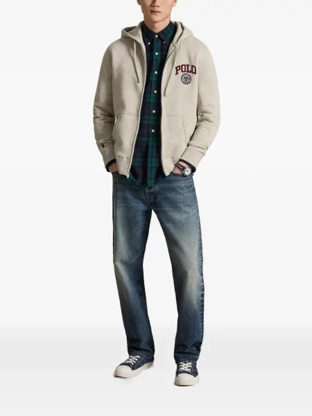 Șosete Polo Ralph Lauren cu broderie în carouri de flanelă verde