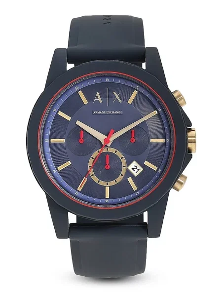 ARMANI EXCHANGE Analógové hodinky tmavomodrá / zlatá žltá / ohnivo červená / biela čierna