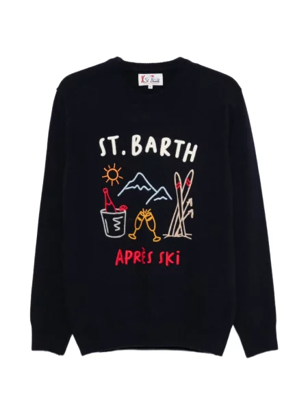 Pulover Mc2 Saint Barth cu broderie albastru
