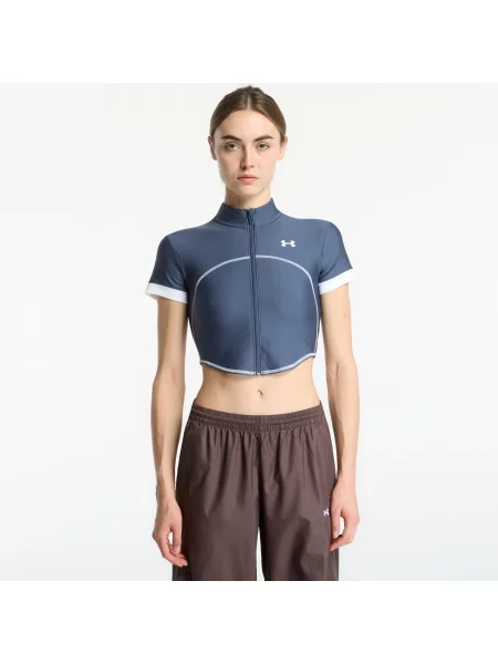 Tricou Under Armour Heatgear Novelty SS FZ Downpour Gray/ White M alb