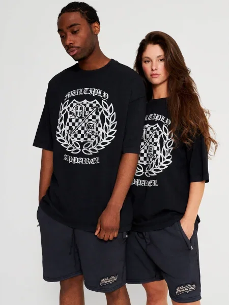 Multiply Apparel Tricou negru alb