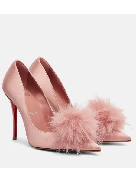 Pantofi cu toc Christian Louboutin din satin roz