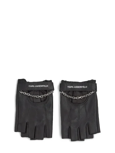 Karl Lagerfeld Rokavice s kratkimi prsti črna bela