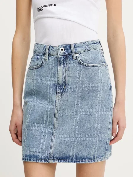 Karl Lagerfeld Jeans fustă din denim mini drept albastru