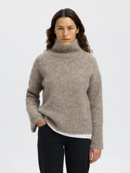 SELECTED Pulover SLFGABRIELLA taupe gri