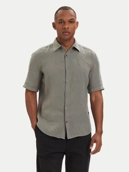 BOSS Cămașă închis gri