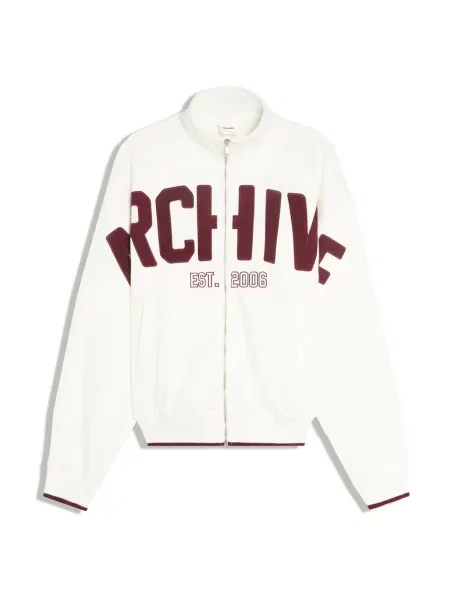 Bershka Hanorac ARCHIVE crem / bordeaux roșu