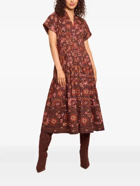 Rochie midi Cara Cara până la genunchi de costum maro