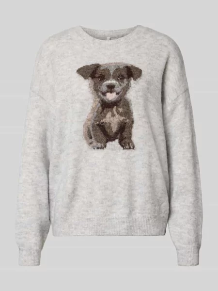 Sweter z intarsją z motywem tygrysa Only