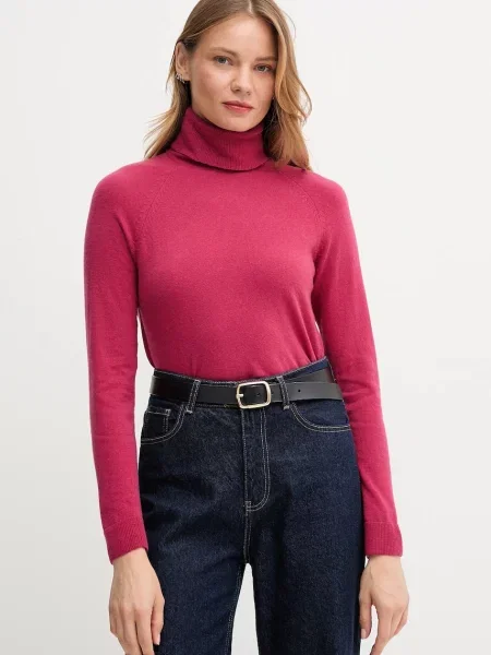 Светр із додаванням вовни United Colors of Benetton легкий гольф рожевий