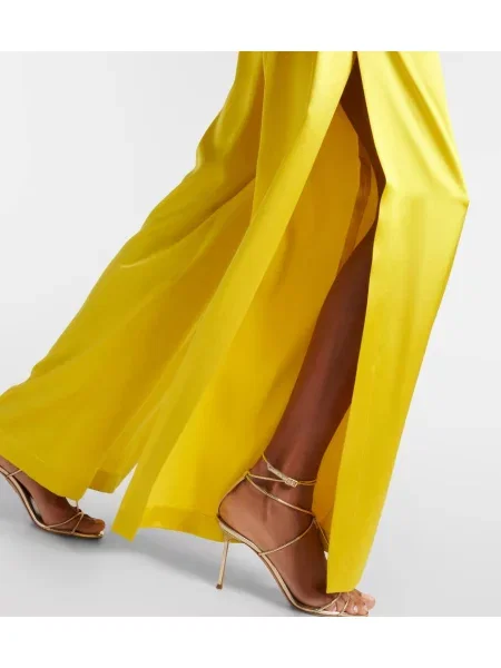 Pantaloni Max Mara de mătase elegante galben