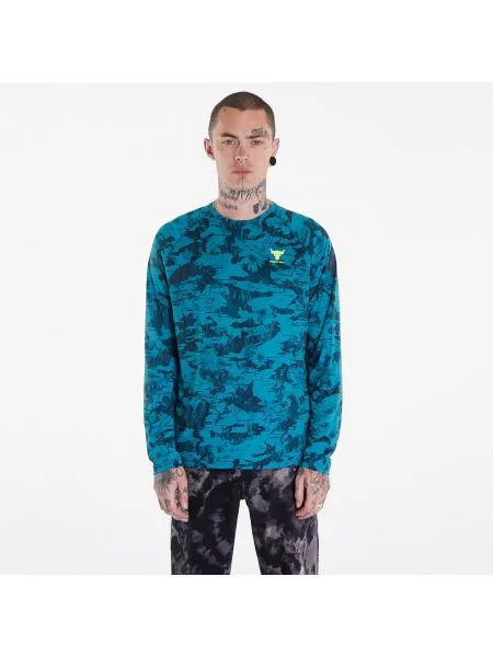 T-shirt Under Armour Project Rock IsoChill LS Hydro Teal/ Black/ High-Vis Yellow S niebieska