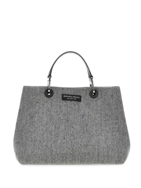 Geantă shopper Emporio Armani cu autograf gri
