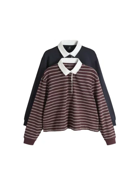 The Set Tricou albastru noapte / rubiniu alb